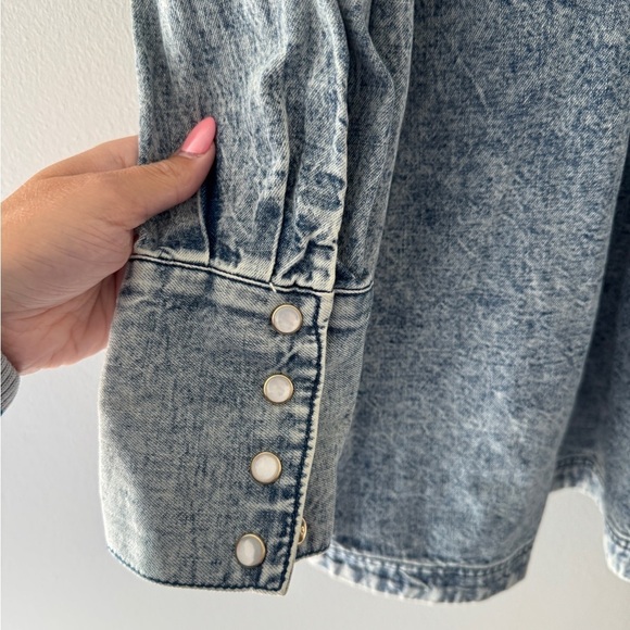 FREE PEOPLE Denim Charlie Button Down Mini Dress S - Picture 6 of 8